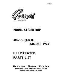 1973 Greeves 'Griffon' 63 380cc. Q.U.B. parts list