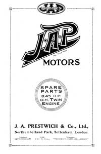 J.A.P. 8.45hp OHV engine parts book