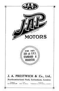 J.A.P. 350cc S.V.S. Standard & roadster parts book