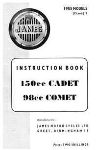 1955 James Cadet J15 Comet J11 instruction book
