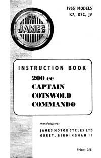 1955 James Captain Cotswold Commando instruction book