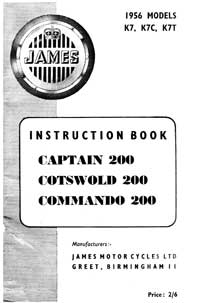1956 James Captain Cotswold Commando instruction book