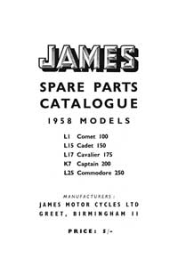 1958 James models parts book