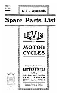 1926 Levis All Models parts book