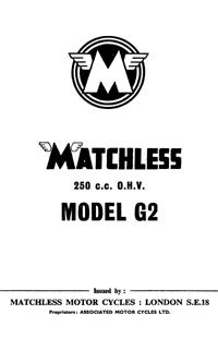 1958-59 Matchless G2 250cc OHV instruction book 