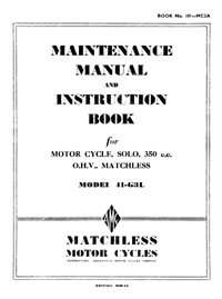 1941 Matchless model 41G3L instruction book