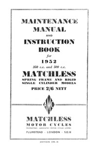 1952 Matchless Single cylinder models maintenance manual