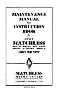 1954 Matchless Single cylinder models maintenance manual