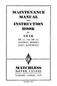 1946 Matchless 46/G3L & 46/G80 maintenance manual