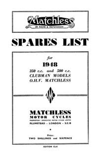 1948 Matchless Clubman 48/G3L, 48/G80L parts book