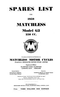 1959 Matchless G2 parts book 