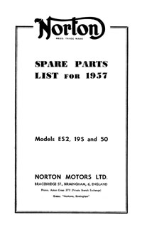1957 Norton Models ES2, 19S & 50 parts book