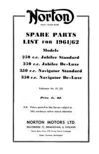 1961-1962 Norton Jubilee Navigator parts book