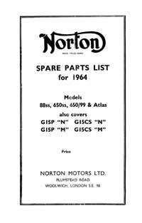1964-65 Norton  Models 88ss, 650ss, 650/99 Atlas G15 33 parts book