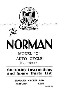 Norman model C 98cc Auto cycle instructions & parts list