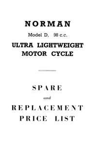 Norman model D 98cc Ultra lightweight parts list