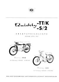 1961 NSU Quickly S/2 & TT/K parts book