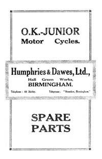 1920 OK Junior parts book