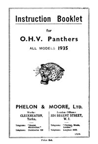 1935 Panther all models instruction book