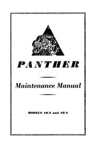 Panther Models 10/3 & 10/4 maintenance manual