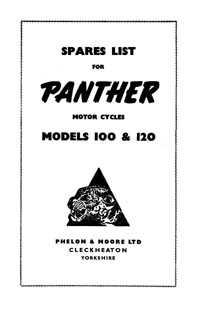 Panther model 100 & 120 parts list