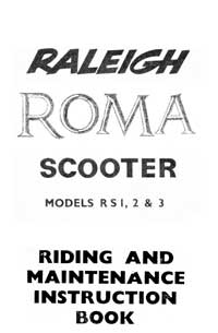 Raleigh Roma scooter  RS1 RS2 RS3 maintenance instruction book