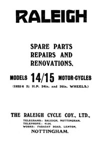 1925-1926 Raleigh 2 1/4 hp model 14/15 parts repairs and renovation