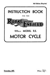 1945-1949 Royal Enfield RE model instruction book
