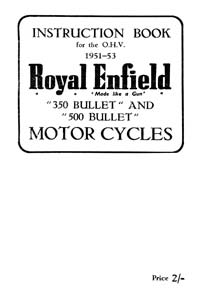 1951-1953 Royal Enfield 350 & 500cc Bullet instruction book