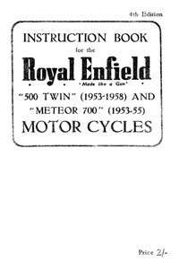 1953-1958 Royal Enfield 500 twin & Meteor 700 instruction book