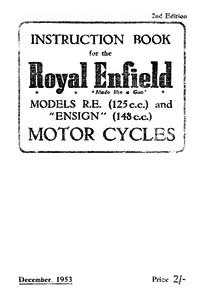1953-1954 Royal Enfield R.E.Model & Ensign instruction book 