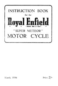 1956-1957 Royal Enfield Super Meteor Instruction book