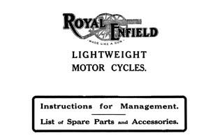 1920's Royal Enfield Instructions & parts for lightweight V Twin
