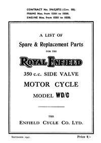 1941 Royal Enfield WD model WD/C parts book