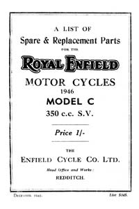 1946 Royal Enfield model C parts book