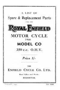 1946 Royal Enfield model CO parts book