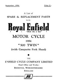 1954 Royal Enfield 500 Twin parts book