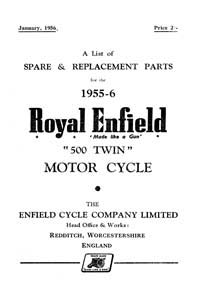 1955-1956 Royal Enfield 500 Twin parts book