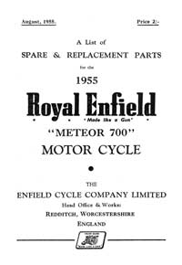 1955 Royal Enfield Meteor 700 parts book