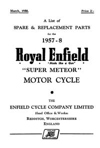 1957-1958 Royal Enfield Super Meteor parts book