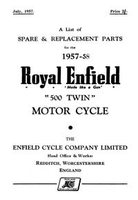 1957-1958 Royal Enfield 500 Twin parts book