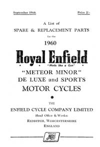 1960 Royal Enfield Meteor Minor De Luxe & Sports parts book