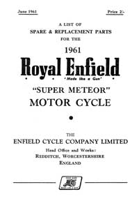 1961-1962 Royal Enfield Super Meteor parts book