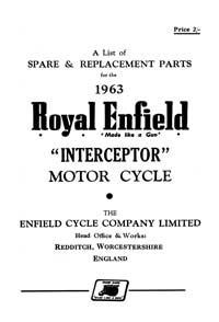 1962-1963 Royal Enfield Interceptor parts book