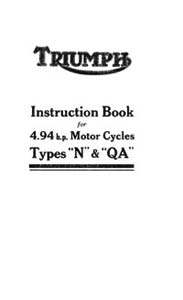 Triumph N & QA 4.94hp instruction book