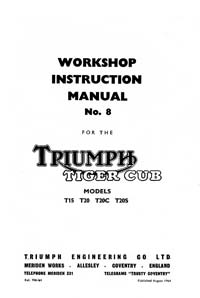 Triumph Tiger cub workshop manual No.8