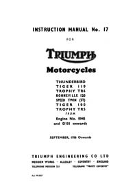 1956 to 1962 Pre-Unit 350-650cc Triumph workshop Manual