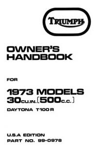 1973 Triumph unit 500cc USA Handbook