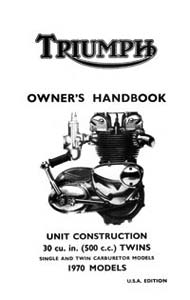 1970 Triumph unit 500cc USA Handbook