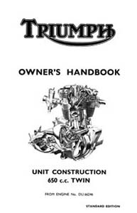 1968 Triumph unit 650cc UK Handbook 